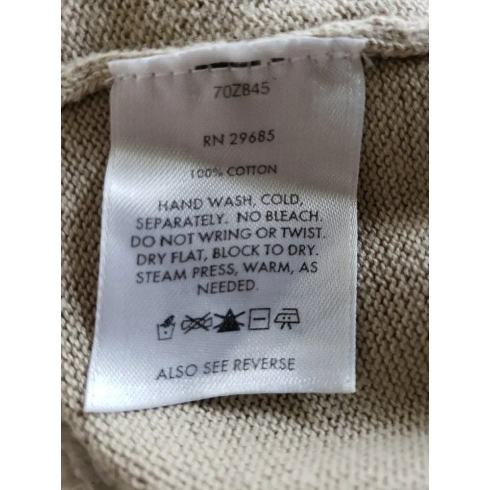 Pendleton V Neck Sweater X-Large LS 100% Pima Cotton Tan Classic Elevated Basic